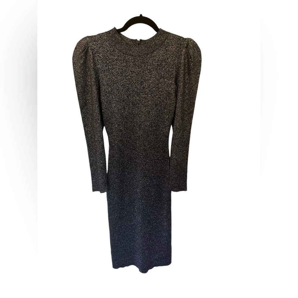 Sachin & Babi Amelie Metallic Navy Blue Knit Sweater Dress Women’s Size Small - Picture 4 of 14